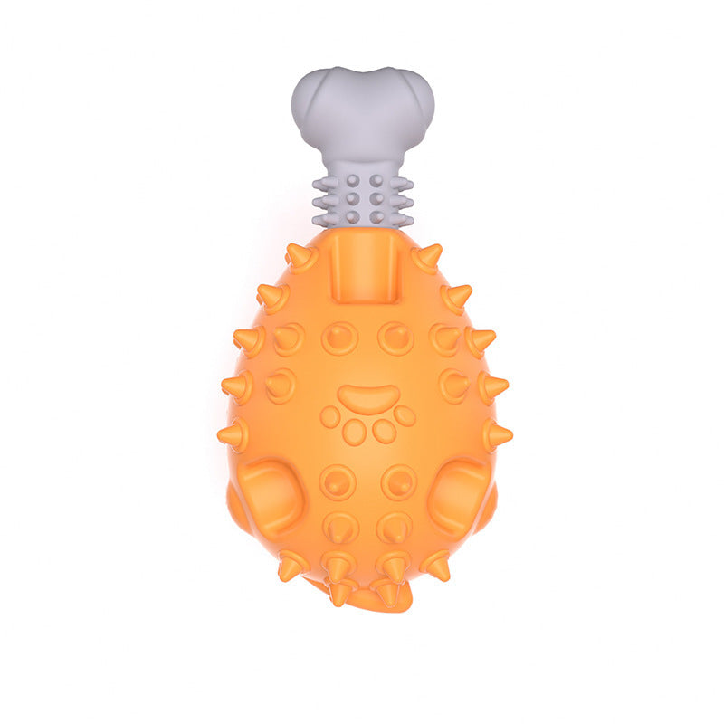Chew Time Fun: Vocal Molar TPR Chicken Leg Dog Toy (Medium, Multiple Colors).