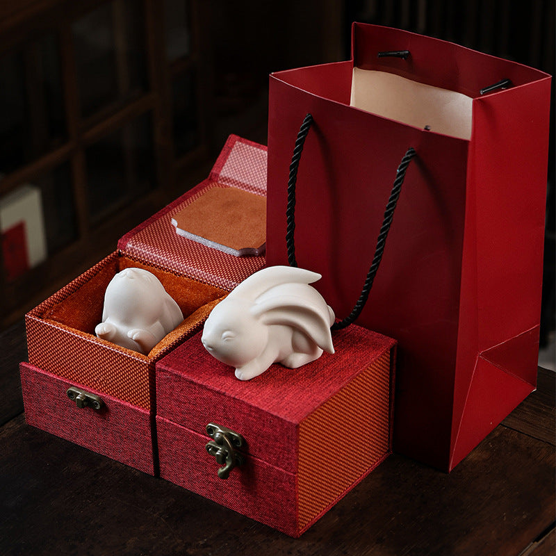 Mascot Creative Ceramic Bunny Ornaments, Lucky & Moon Rabbit Figurines