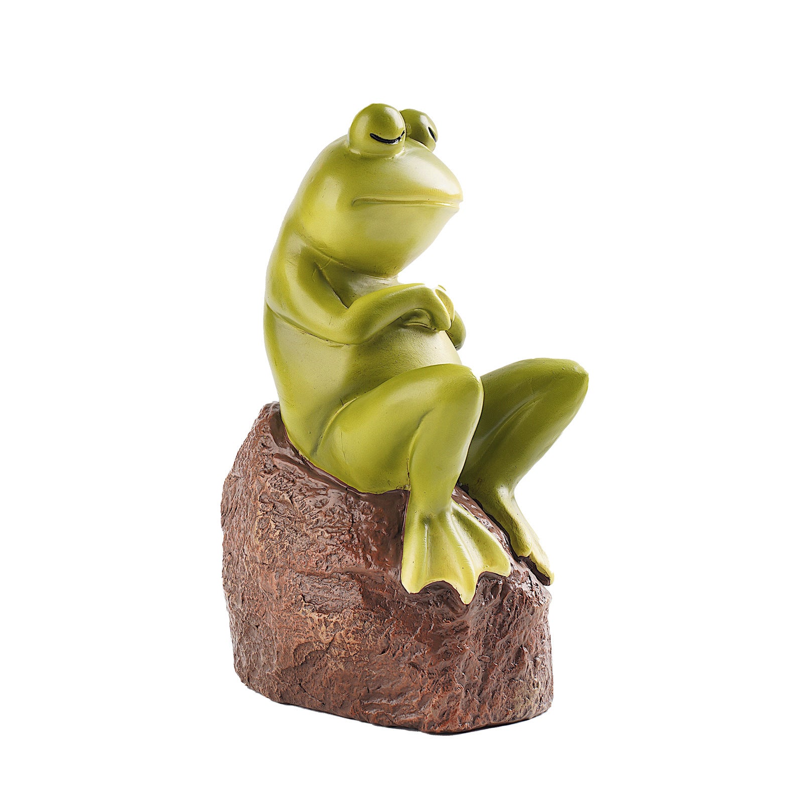 Courtyard Charm: $\mathbf{16.5\text{cm}}$ Pastoral Resin Frog Sitting Stone Garden Ornament.
