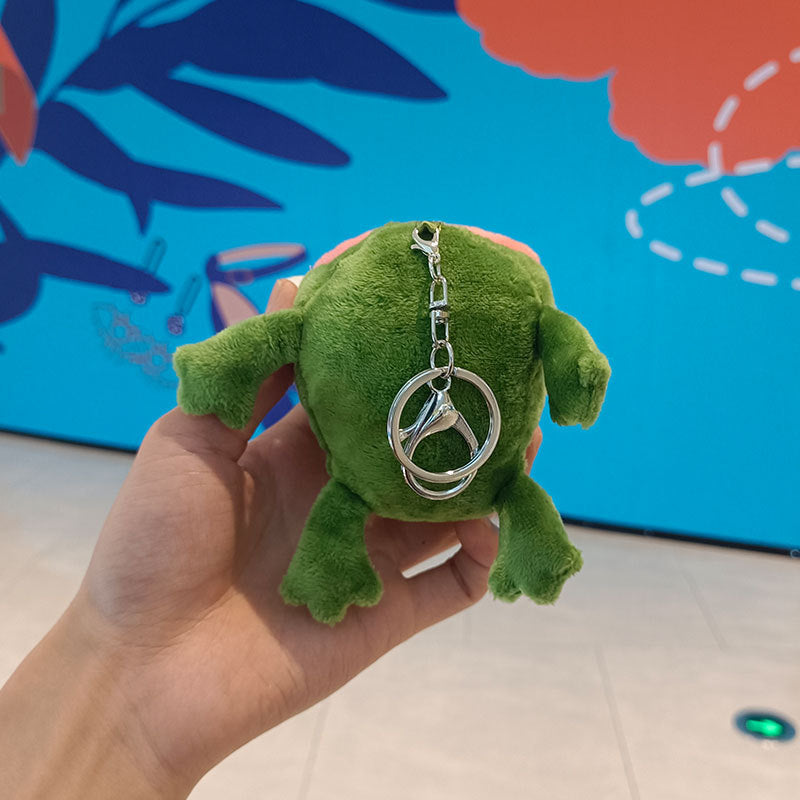 Quirky Companion: $\mathbf{8\text{cm}}$ Sausage Lip Frog Plush Toy Pendant.