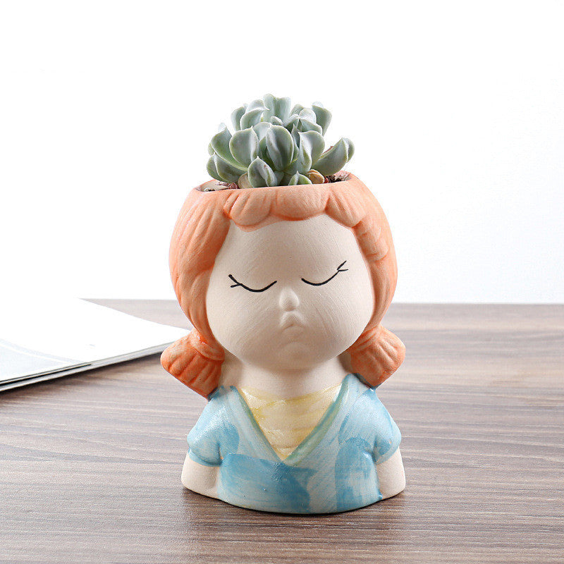 White Ceramic Animal Ornament with Tray, Dog, Cat & Hippo Decorative Planter (Small)