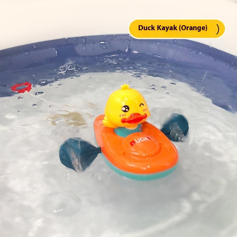 Baby Yellow Duck Water Play Toy – Wind-Up Kayaking Duck with Pull-Wire Action