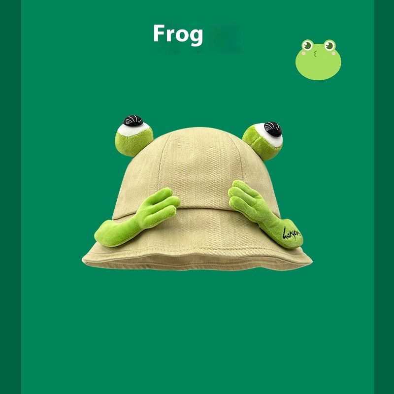 Seasonal Style: Cute Cartoon Fisherman Hat with Frog and Monster Designs (Tie-Dyed).