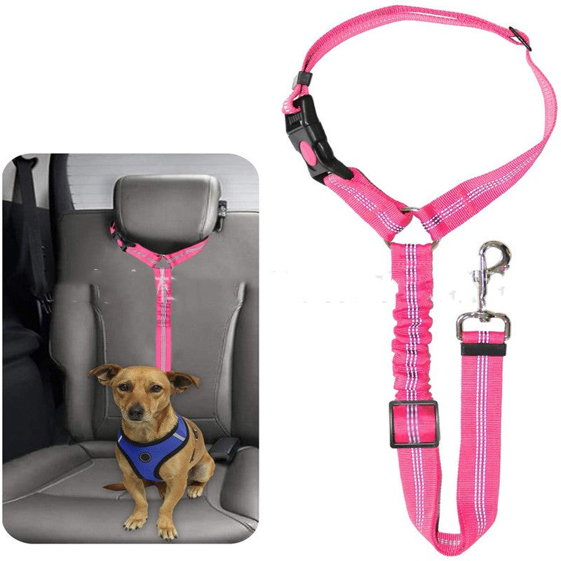 Pet Car Harness Elastic Reflective Strap, Adjustable Nylon Dog Seatbelt Leash