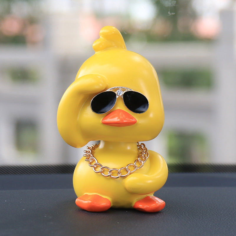 Insta-Worthy Ride: Little Yellow Social Duck Cartoon Resin Car Interior Ornaments.