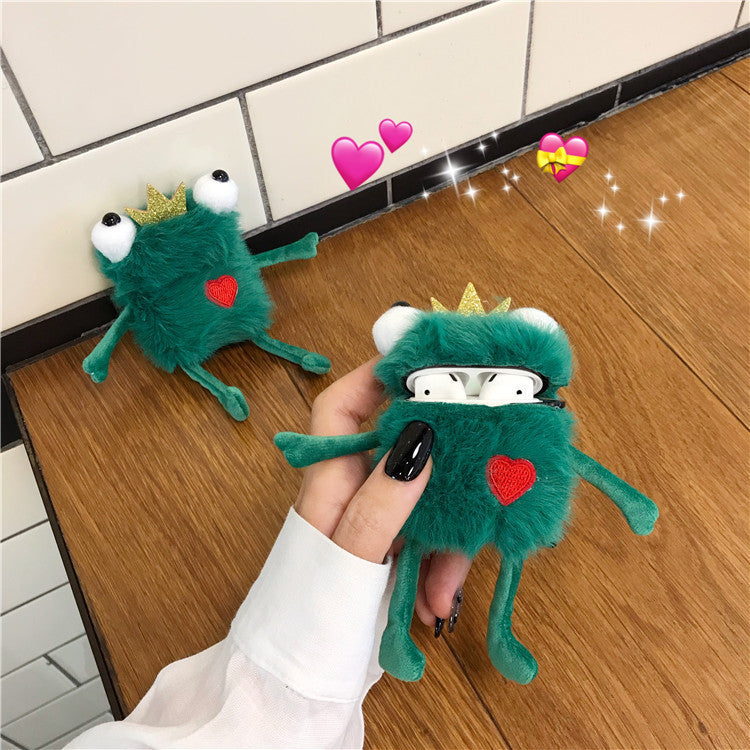 Cute Protection: Plush Toy Frog Headphone Protective Case Cover (Silicone, Multi-Brand Compatible).