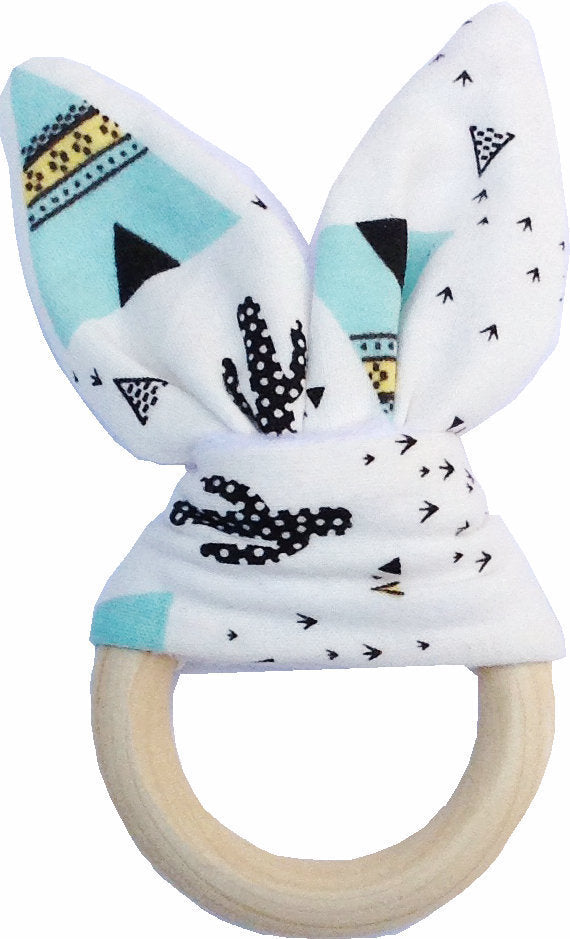 Baby Bunny Teething Ring, Bite-Safe Organic Wood Teether (Limited Stock)