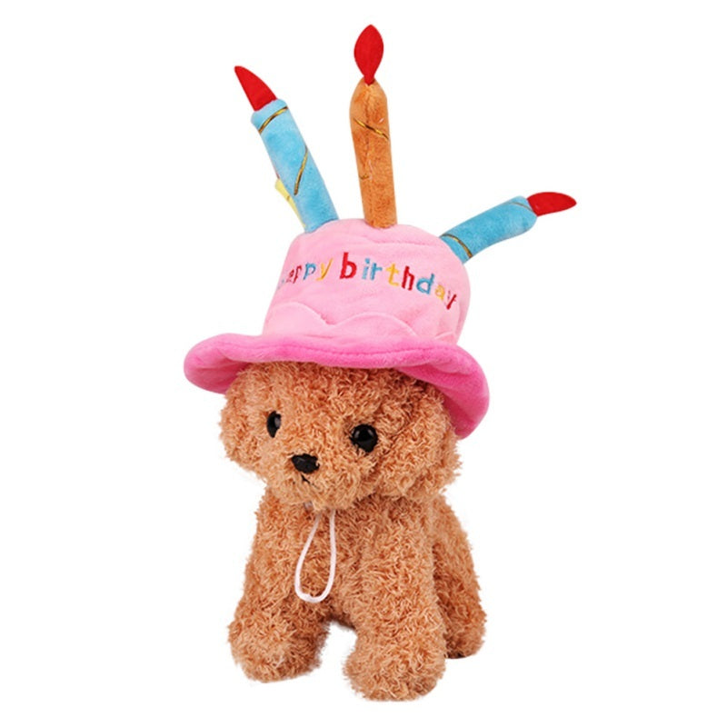 Dog Birthday Cake Hat, Adjustable Party Hat for Pets (Blue & Pink)