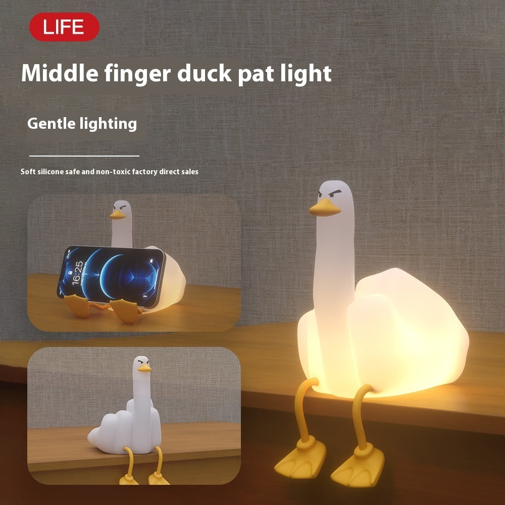 Unconventionally Fun: Creative Middle Finger Duck Rechargeable Dimming Night Light.