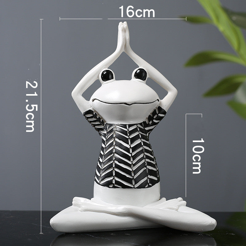 Zen Balance: Yoga Frog Meditation Animal Resin Statue for Thoughtful Home and Office Decor.