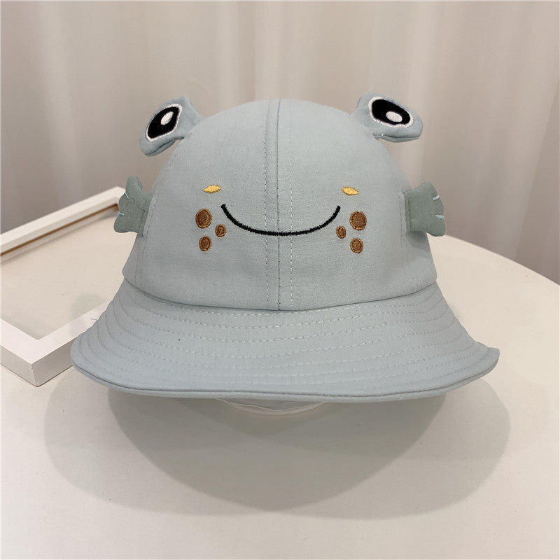 Double the Cute: Kitten and Frog Reversible Cotton Sun Hat for Babies ($\mathbf{48\text{cm}}$).