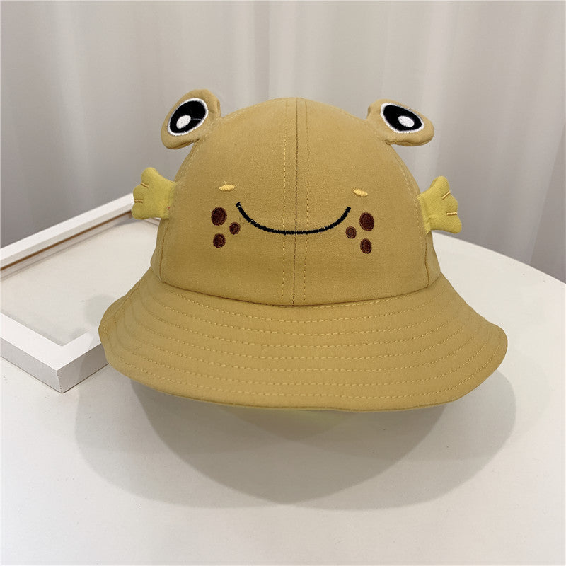 Double the Cute: Kitten and Frog Reversible Cotton Sun Hat for Babies ($\mathbf{48\text{cm}}$).