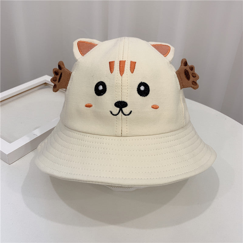 Double the Cute: Kitten and Frog Reversible Cotton Sun Hat for Babies ($\mathbf{48\text{cm}}$).