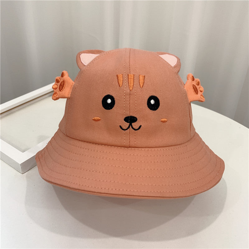 Double the Cute: Kitten and Frog Reversible Cotton Sun Hat for Babies ($\mathbf{48\text{cm}}$).