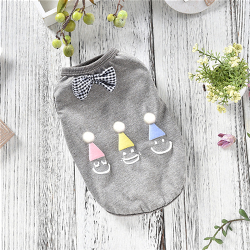 Summer Pet T-Shirt & Hat Set, Lightweight Cotton Vest Clothing for Dogs & Cats