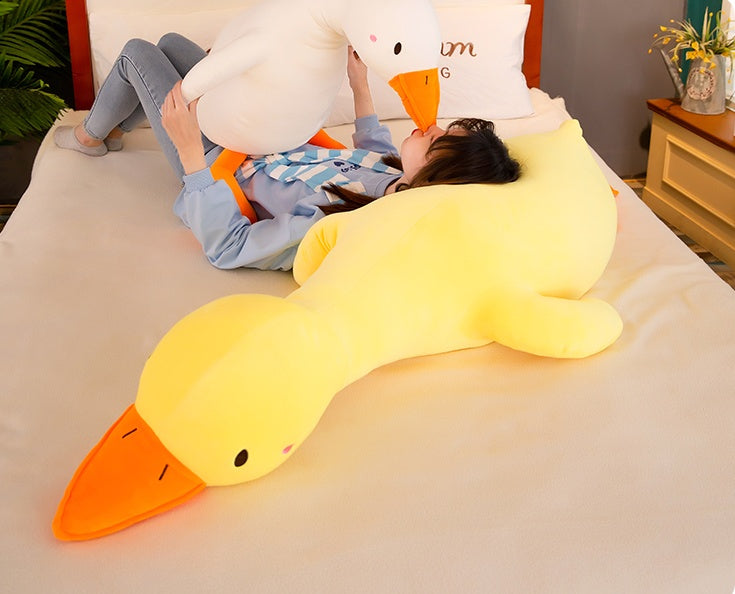 Big White Goose Plush Toy – Cute Duck Doll & Sleeping Leg Pillow for Girls