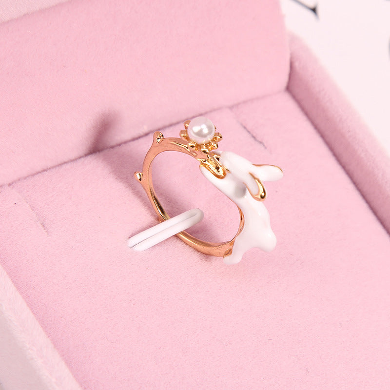 Japanese Cute Bunny Ring, Retro Sweet Alloy Rabbit Ring (Super Cute)
