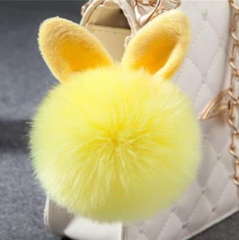 Colorful Bunny Fur Keychain, Soft Plush Rabbit Bag Charm for Women
