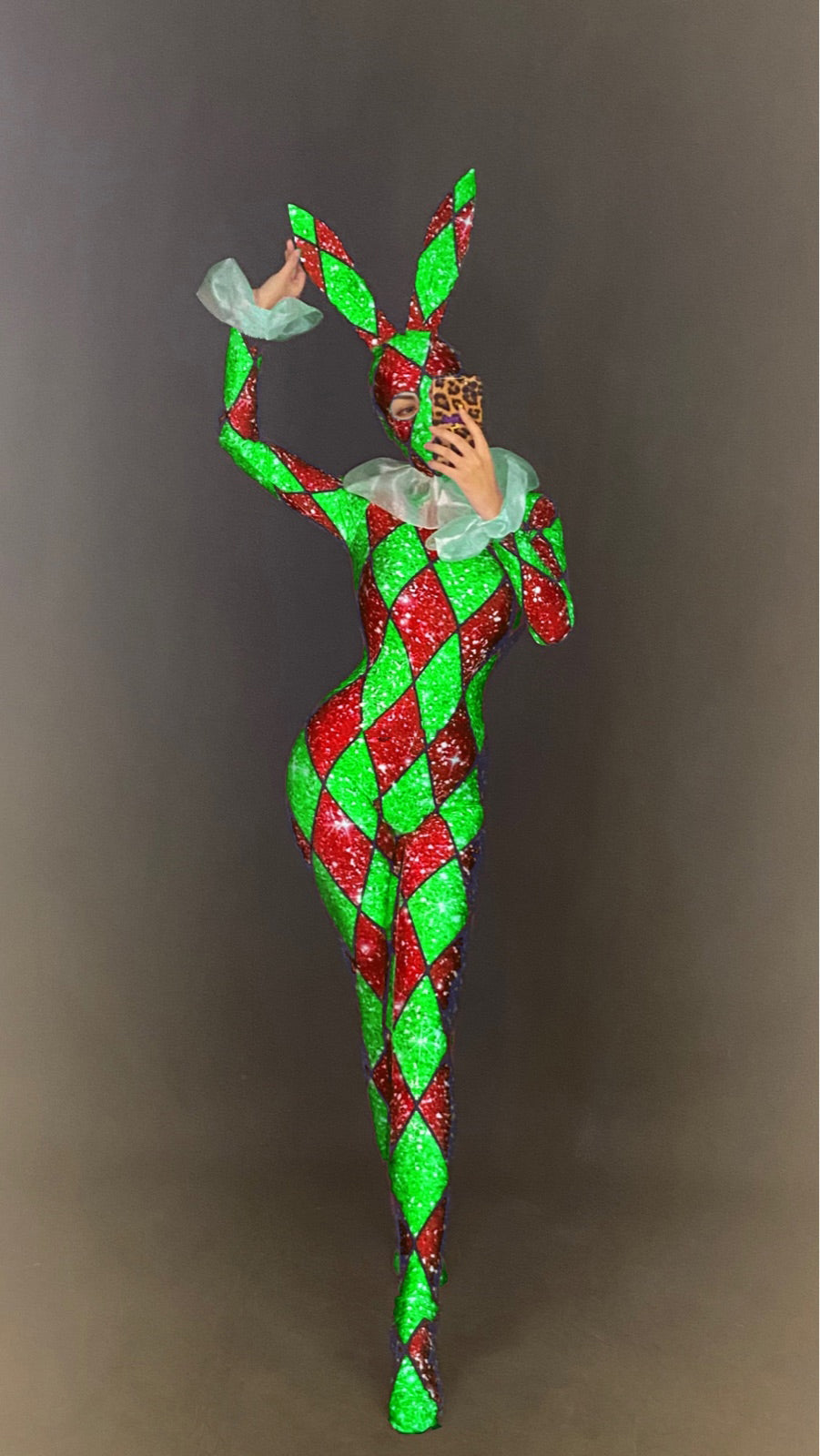 Bunny Girl Stage Costume, Adult Polyester Jumpsuit for Performances & Events