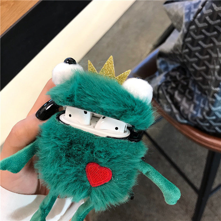 Cute Protection: Plush Toy Frog Headphone Protective Case Cover (Silicone, Multi-Brand Compatible).