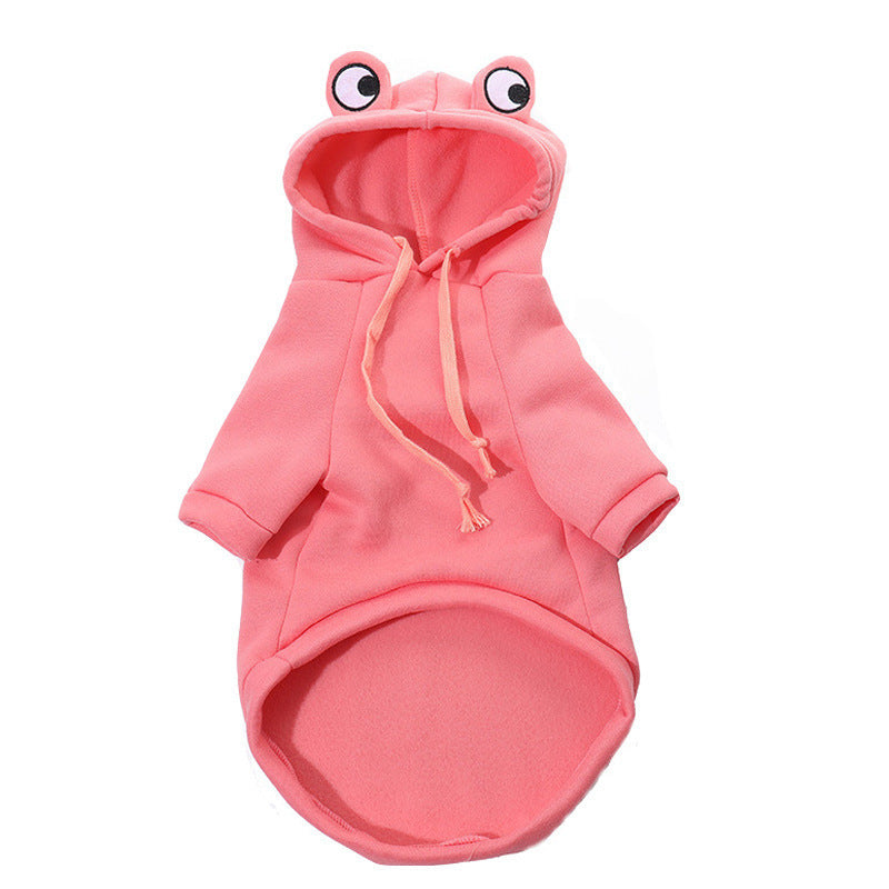 Hilarious Halloween: Soft Warm Frog Cosplay Pet Hoodie for Small Dogs and Cats.