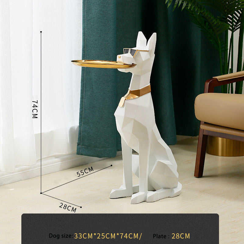 Creative Large Floor Dog Ornament, Nordic Gentleman Dog Resin Decoration