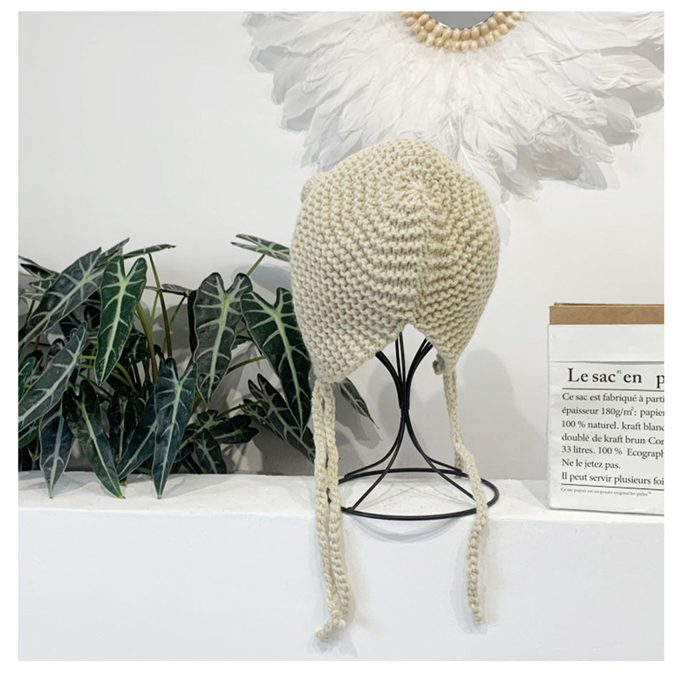 Cozy Protection: Cute Frog Big Eyes Knitted Wool Hat with Earflaps (Adjustable, $\mathbf{53-59\text{cm}}$).