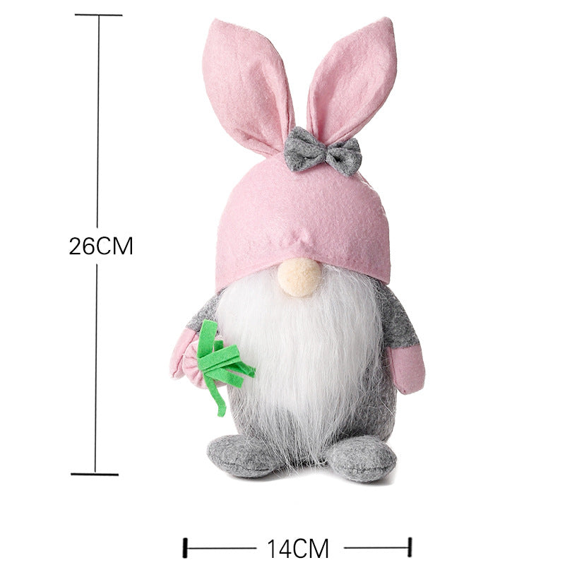 Easter Bunny Action Figure, Faceless Gnome Old Man Doll Decorative Ornament