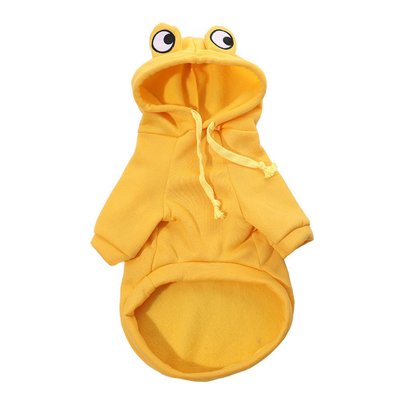 Hilarious Halloween: Soft Warm Frog Cosplay Pet Hoodie for Small Dogs and Cats.