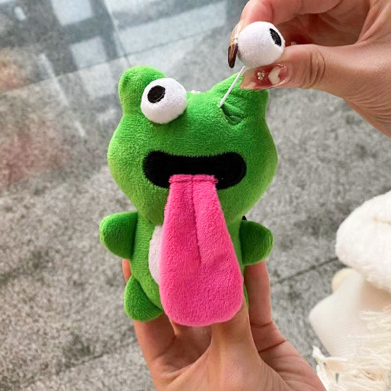 Couples' Cutie: Magnetic Frog Tongue Kiss Keychain (Green or Pink Plush, $\mathbf{12\text{cm}}$).