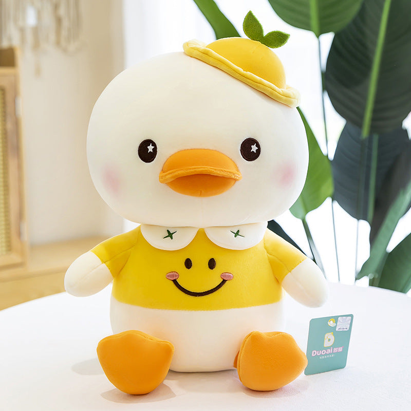 Pure Joy: Cartoon Smiling Little Yellow Duck Plush Doll (Down Cotton, Sitting & Lying Styles).