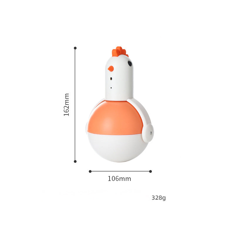 All-in-One Fun: Electric Chicken Glass Cat Toy (Laser, Sound, Self-Balancing Motion).