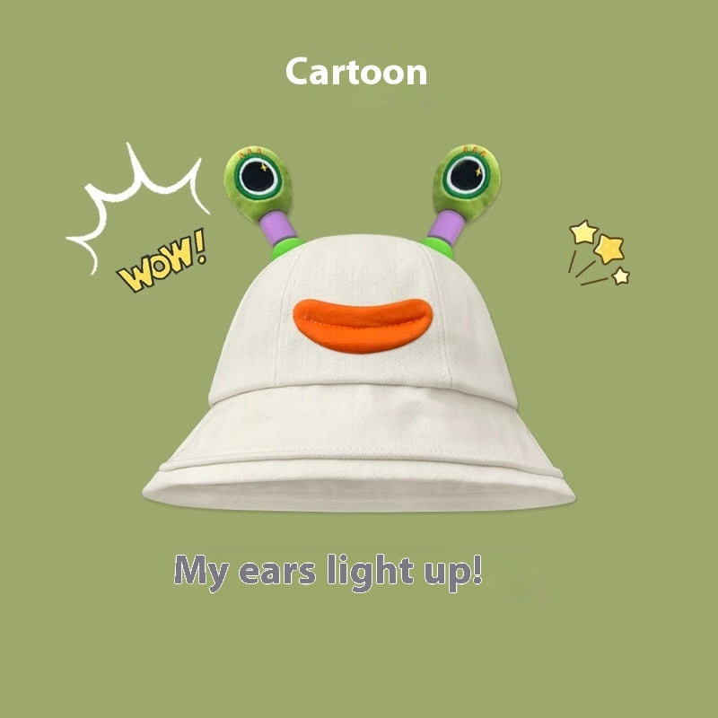 Seasonal Style: Cute Cartoon Fisherman Hat with Frog and Monster Designs (Tie-Dyed).