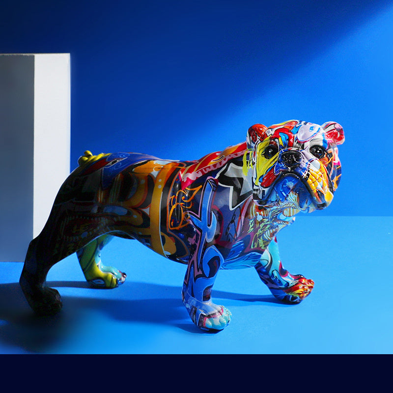 Resin Dog Ornaments, Abstract Art Dog Figurine for Modern Home Décor