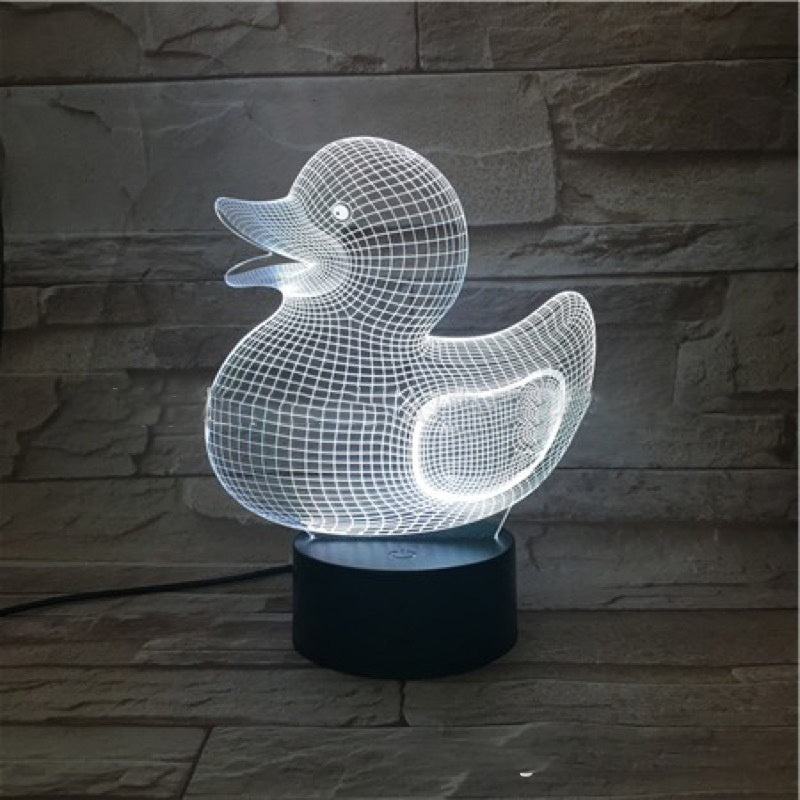 Little Yellow Duck 3D Night Light – Creative Cartoon Table Lamp with Touch & Remote Control