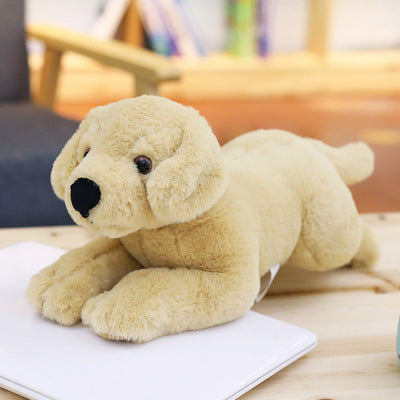 Baby Dog Plush Toy, Soft Cuddle Pillow Stuffed Animal in Khaki & Dark Brown (40cm / 60cm)