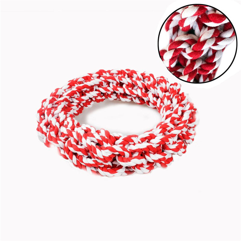 Pet Cotton Rope Knot Toy, Durable Dog Chew & Interactive Training Circle