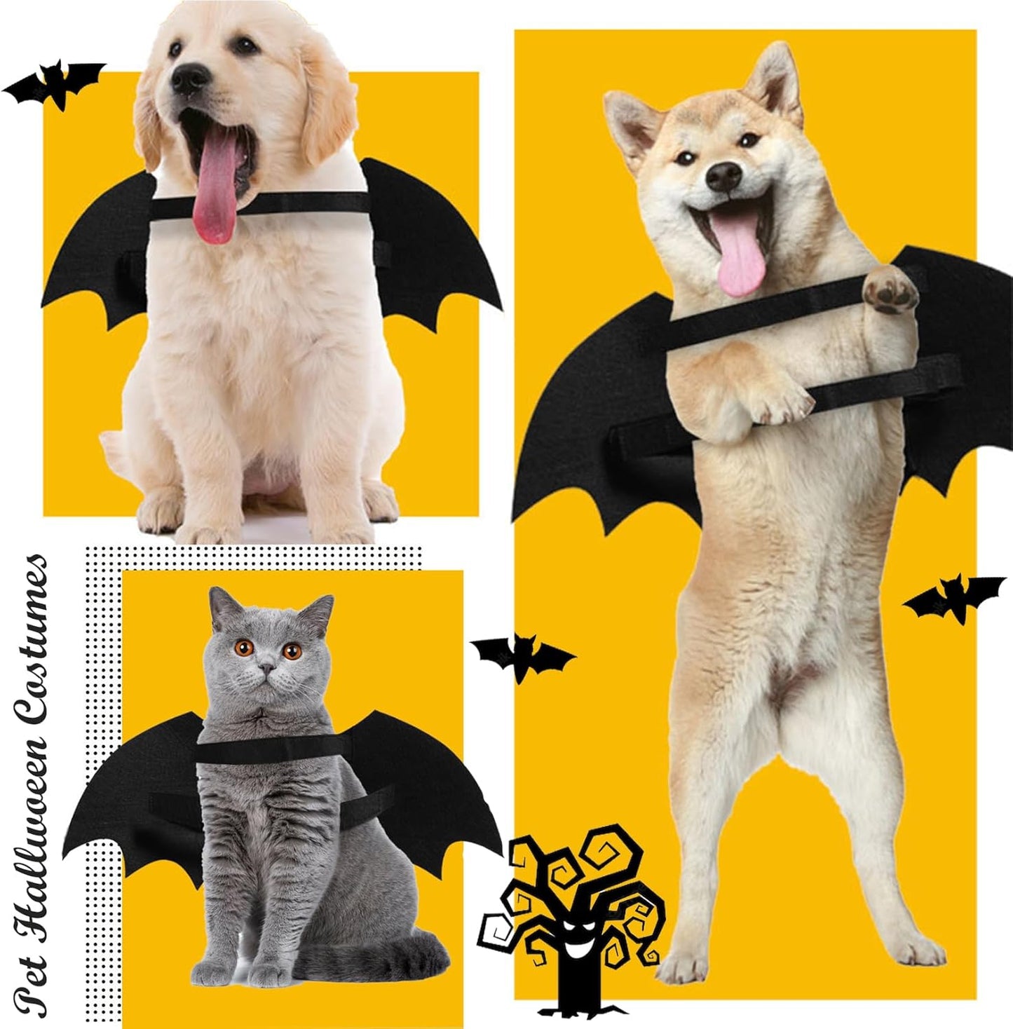 Halloween Luminous Skeleton Bat Wings Costume for Dogs & Cats, Adjustable Cosplay Outfit (S–L)