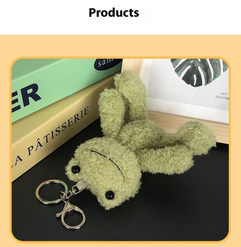 Cute Companion: $\mathbf{10\text{cm}}$ Matcha Frog Plush Doll Schoolbag Pendant Keychain.