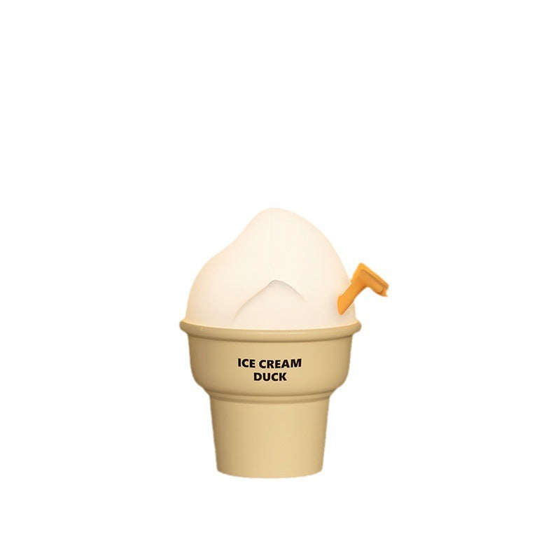Sweet Glow: Ice Cream Duck Cartoon Ornament Night Lamp (USB Rechargeable).
