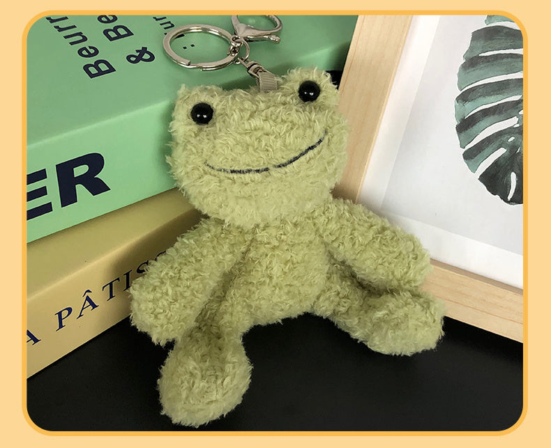 Cute Companion: $\mathbf{10\text{cm}}$ Matcha Frog Plush Doll Schoolbag Pendant Keychain.