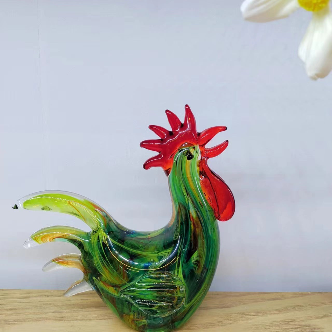 Art Deco Elegance: Creative Glass Chicken Ornament (Ancient French Glaze, Light Luxury Style).