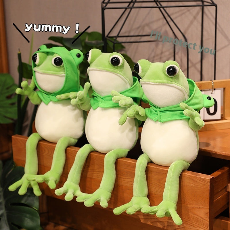 Cozy Transformation: Creative Cloak Frog Doll Plush Pillow ($\mathbf{45-80\text{cm}}$).
