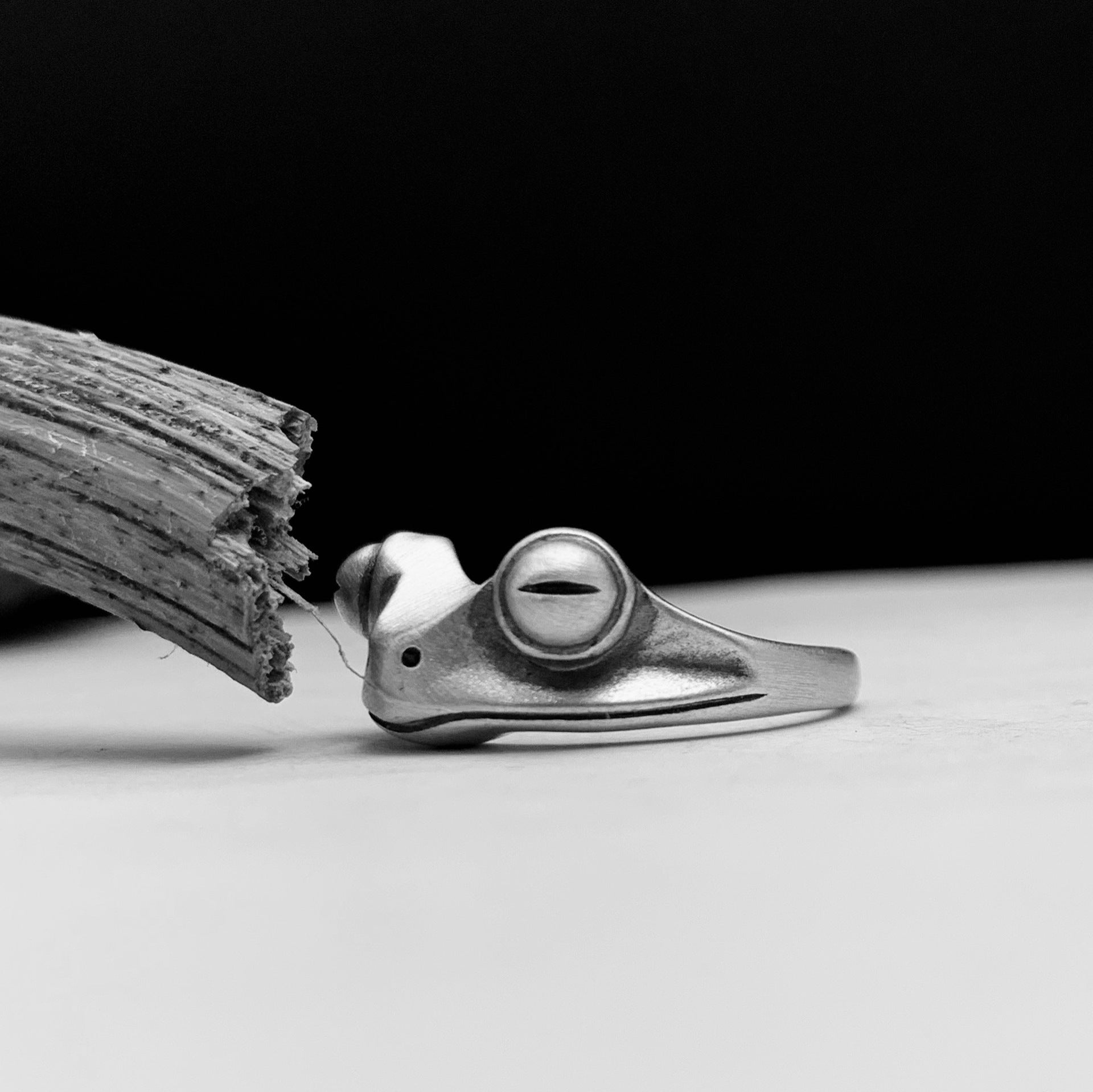 Unisex Statement: Personality Frog Ring in Distressed Vintage $\mathbf{925}$ Silver.