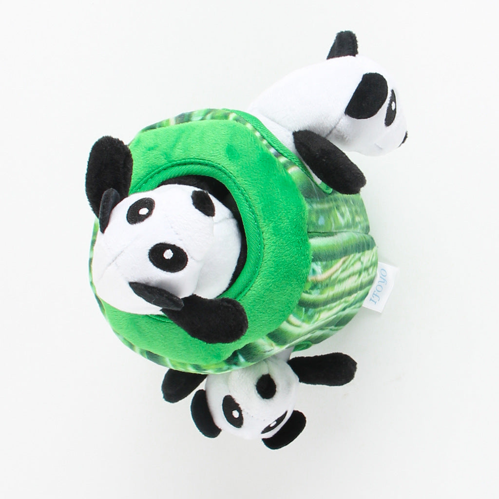 Dog Vocal Plush Toy, Puzzle Food Leakage Toy with Bamboo Tube & Panda (Green, Crystal Super Soft Plush)