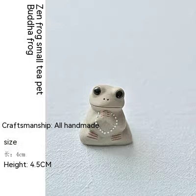 Zen Tea Time: Chinese Style Gray Pottery Frog Ornaments (Laid-back & Free).