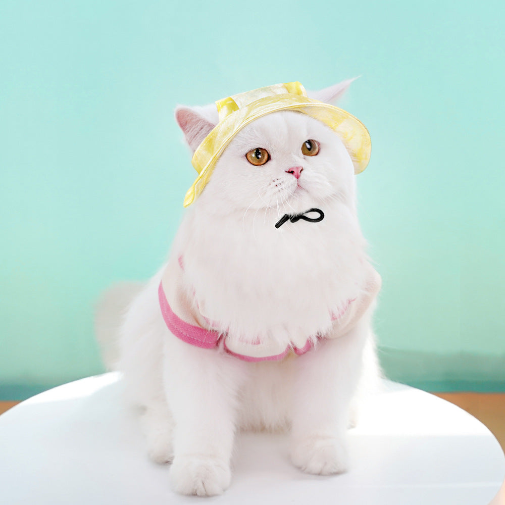 Adjustable Sun-Shade Bucket Hat for Pets, Anti-Off Sun Protection Hat for Dogs & Cats