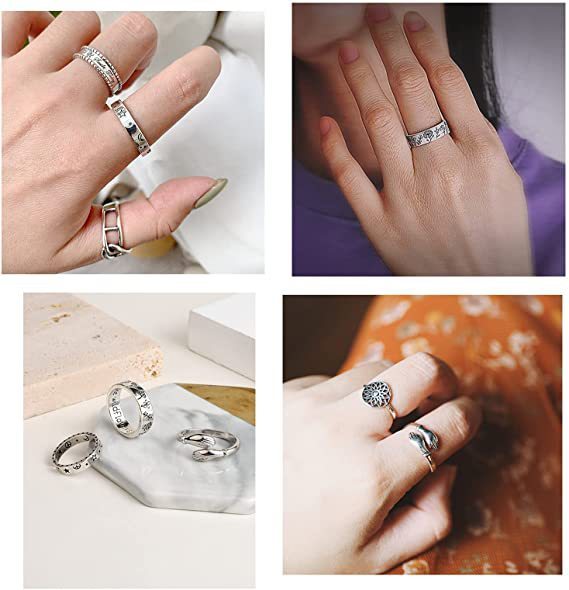 Edgy Elegance: Thai Silver Frog Retro Gothic Hug Ring Set (Plated Alloy).