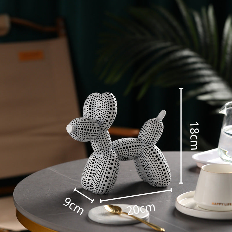 Cute Polka Dot Balloon Dog Ornament, European Modern Resin Home Decoration (18×20×9 cm)