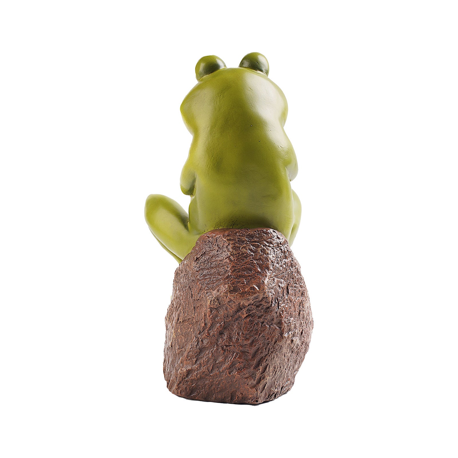 Courtyard Charm: $\mathbf{16.5\text{cm}}$ Pastoral Resin Frog Sitting Stone Garden Ornament.